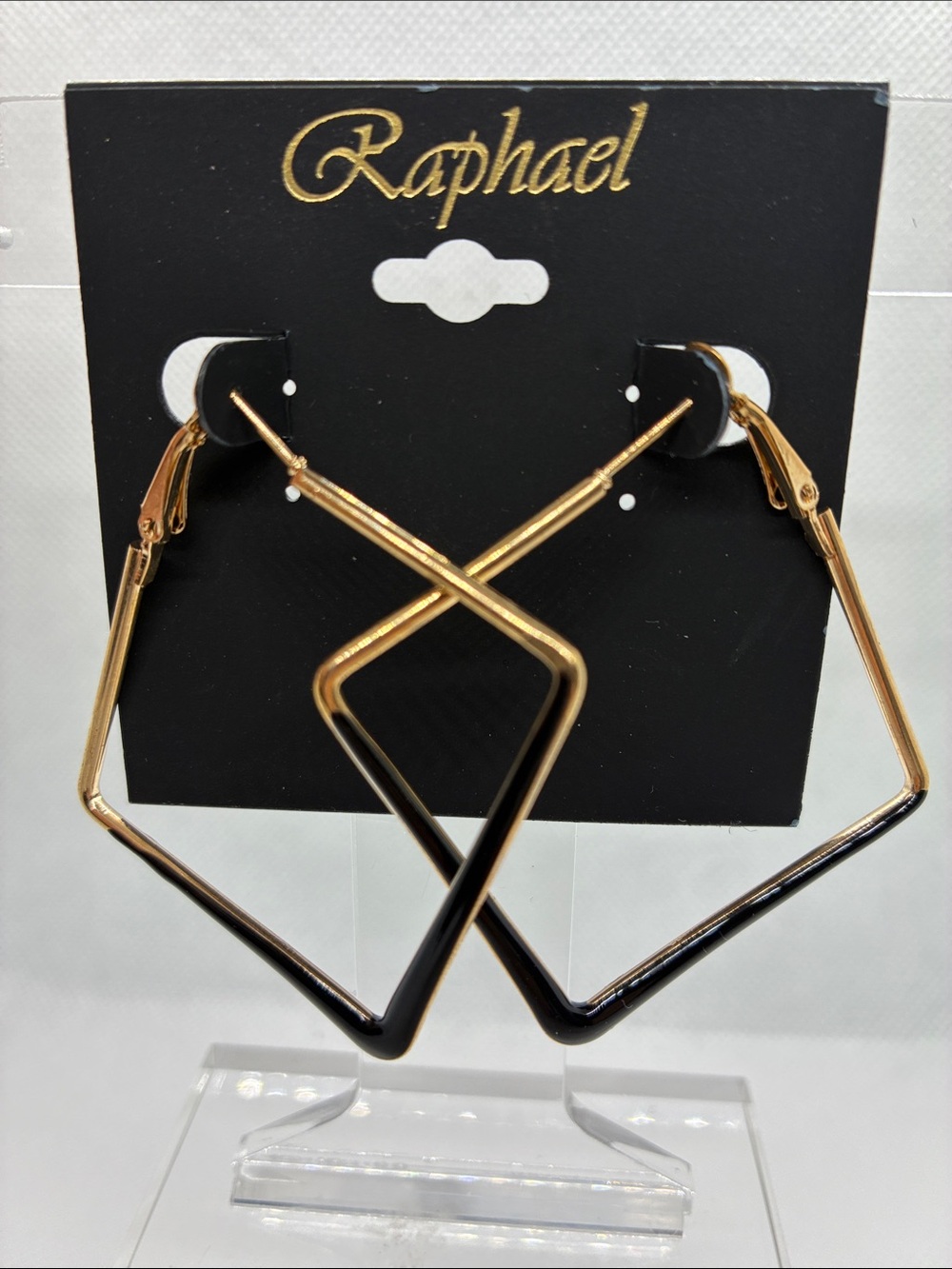 3For$20 Raphael Gold and Black Angular Hoop Earrings for Women